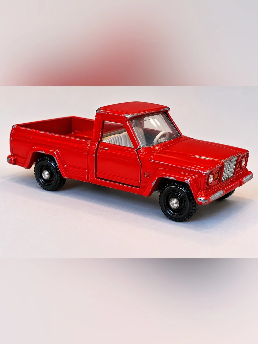 Vintage Matchbox No. 71 Jeep Gladiator Red Pickup Truck Lesney Doors Open 1960s